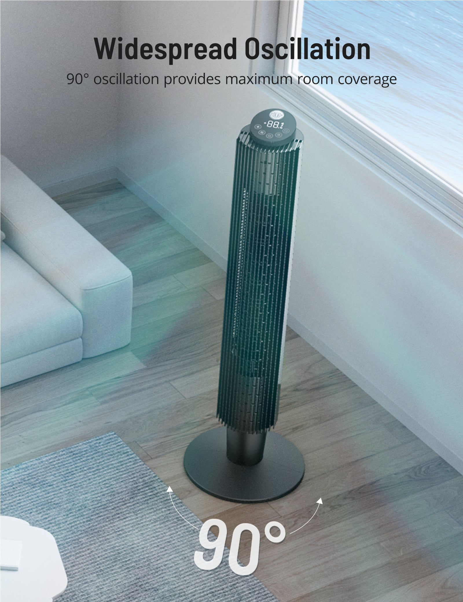 Oscillating Tower Fan TF005, 42” or 36” Height Adjustable