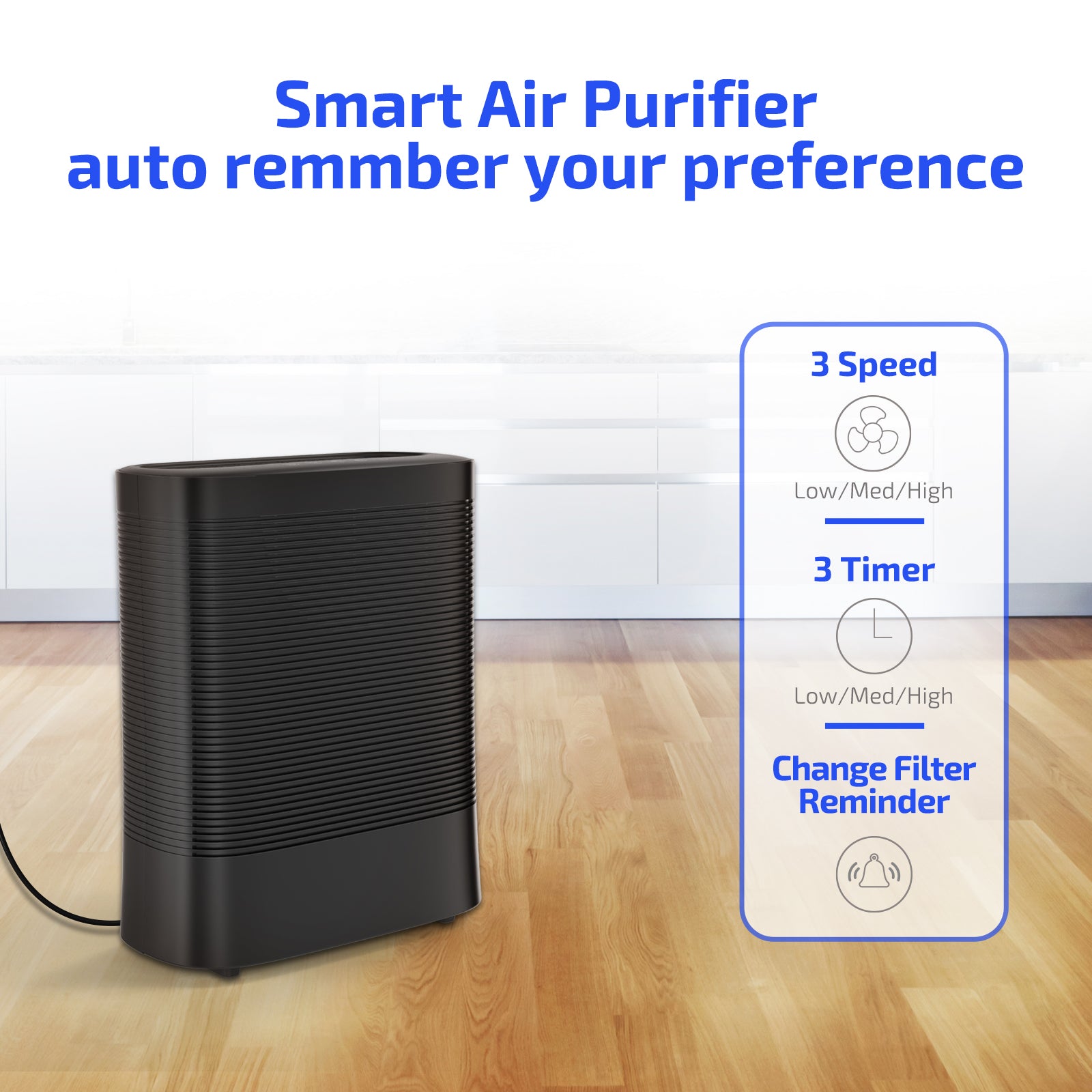 3-Stage HEPA Filtration with UV Light Air Purifier