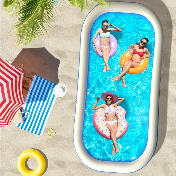 Inflatable Pool, 92'' x 56'' x 20'' Inflatable Swimming Pool for Summer Water Party BPA-Free Above Ground Blow up Kiddie Pool Ball/Sand Pit,Backyard Outdoor Indoor Age 3+, Rectangle WM