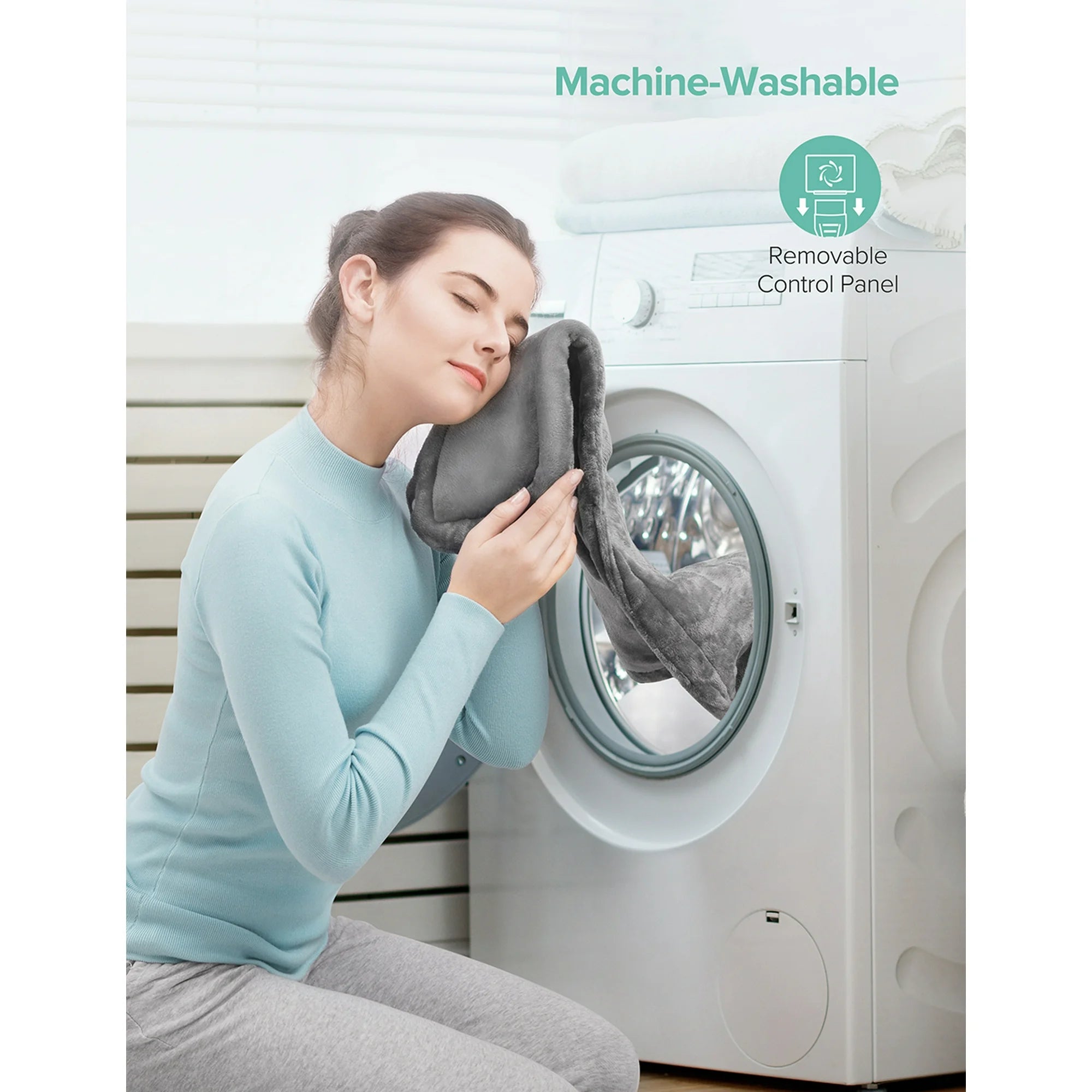 Heating Pad for Neck and Shoulders, 35” x 27” Extra Large Back Pain Relief Electric Heating Wrap, Dry & Moist Heat Therapy, 6 Temperature Settings, Machine Washable, 2 Hours Auto Shut-Off