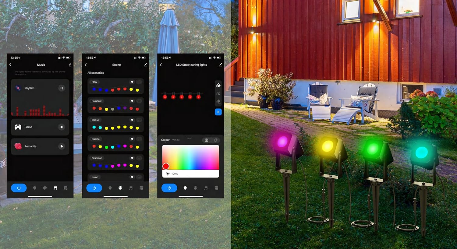 TaoTronics Outdoor Spot Lights , IP65 Waterproof Outdoor Lights RGB Color Changing Spotlight