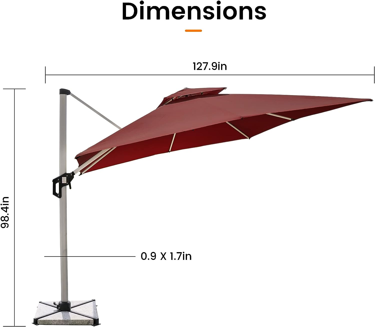 OLILAWN 11ft Patio Umbrella Outdoor Square Umbrella Large Cantilever Umbrella