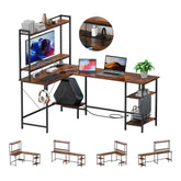 Evajoy Home Office Desk, 94.5” Two Person L-Shaped Gaming Desk with AC Outlets and USB Ports 2024