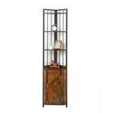Corner Shelf 5-Tier with Storage, 71'' Industrial Rustic Tall Corner Bookshelf Stand