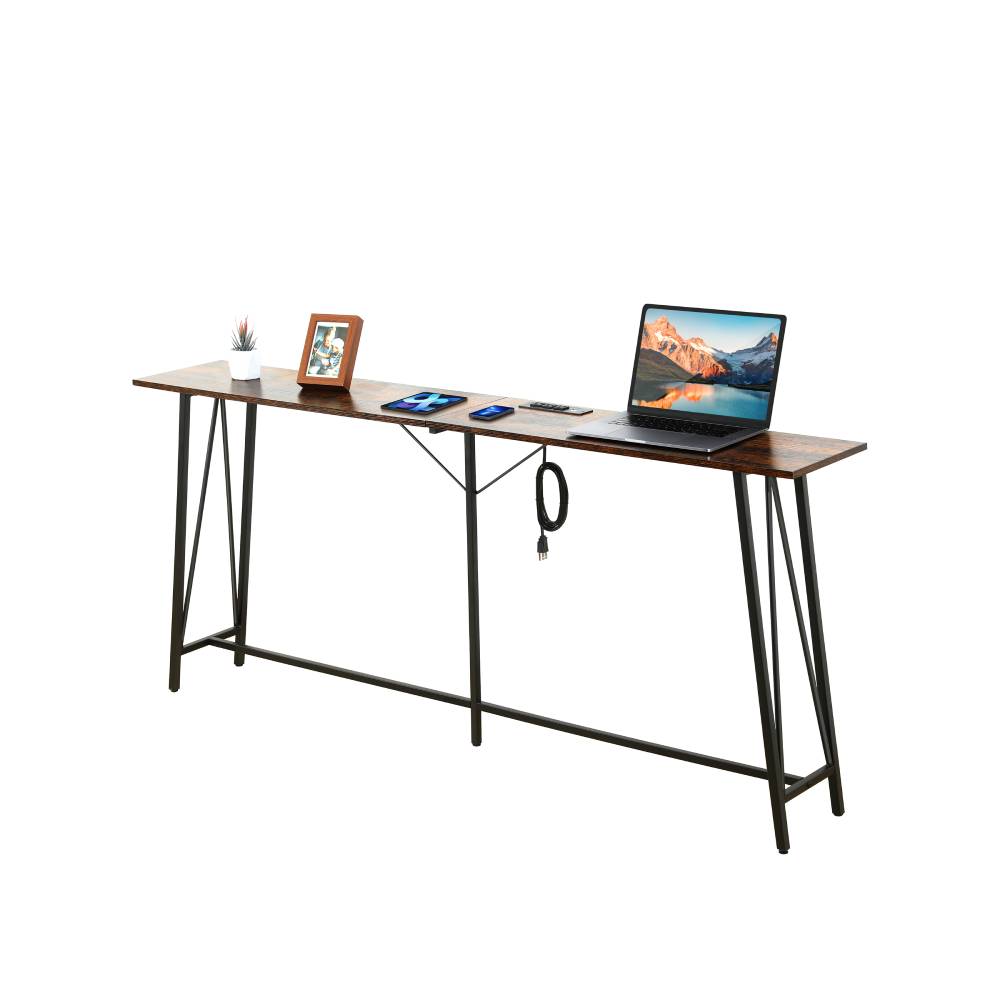 Evajoy Console Table, 70.9” Industrial Sofa Table with 3 Outlets and 2 USB Ports 2024