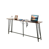 Console Table, 70.9” Industrial Sofa Table with 3 Outlets and 2 USB Ports