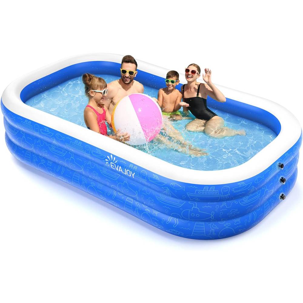 TaoTronics x Evajoy EJ-HF021 Inflatable Outdoor Family Large Swimming Pool, 119" x 72" x 20"
