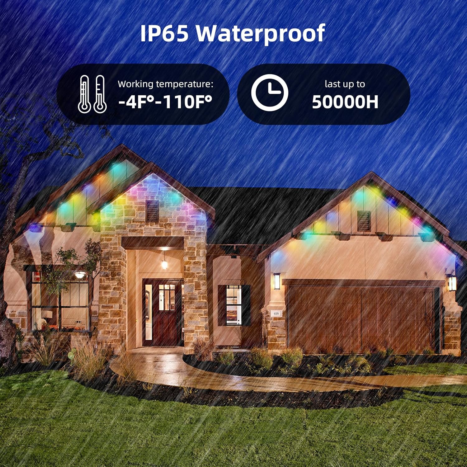 TaoTronics RGBIC Smart Permanent Outdoor Flood Lights 50ft NB-OL012