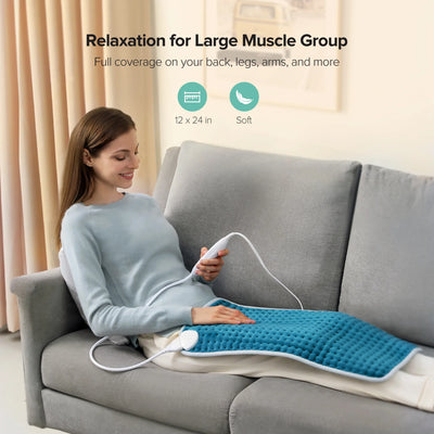 Sable Electric Heating Pad for Back, Neck Shoulders Fatigue and Cramps, 12x24x0.4In,FSA-Eligible(Blue) WM-