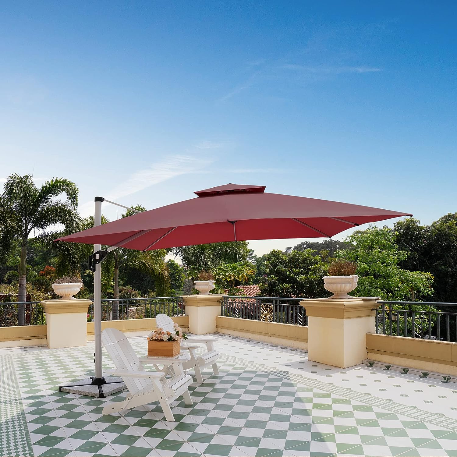 OLILAWN 11ft Patio Umbrella Outdoor Square Umbrella Large Cantilever Umbrella