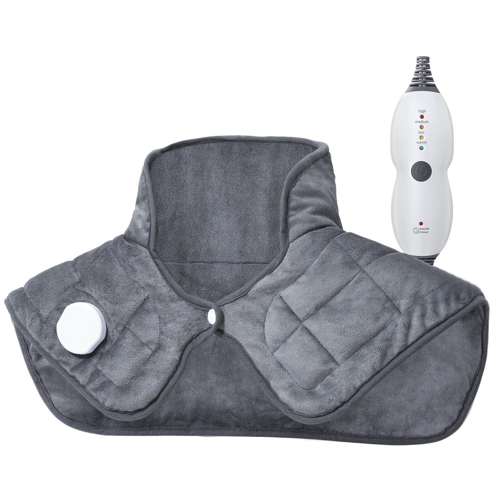 Sable Heating Pad, Weighted Heating Pad for Neck and Shoulders Pain Relief, Electric Heating Pad for Cramps with 4 Heat Settings, 2 Hours Auto-Off, Machine Washable, Gray WM