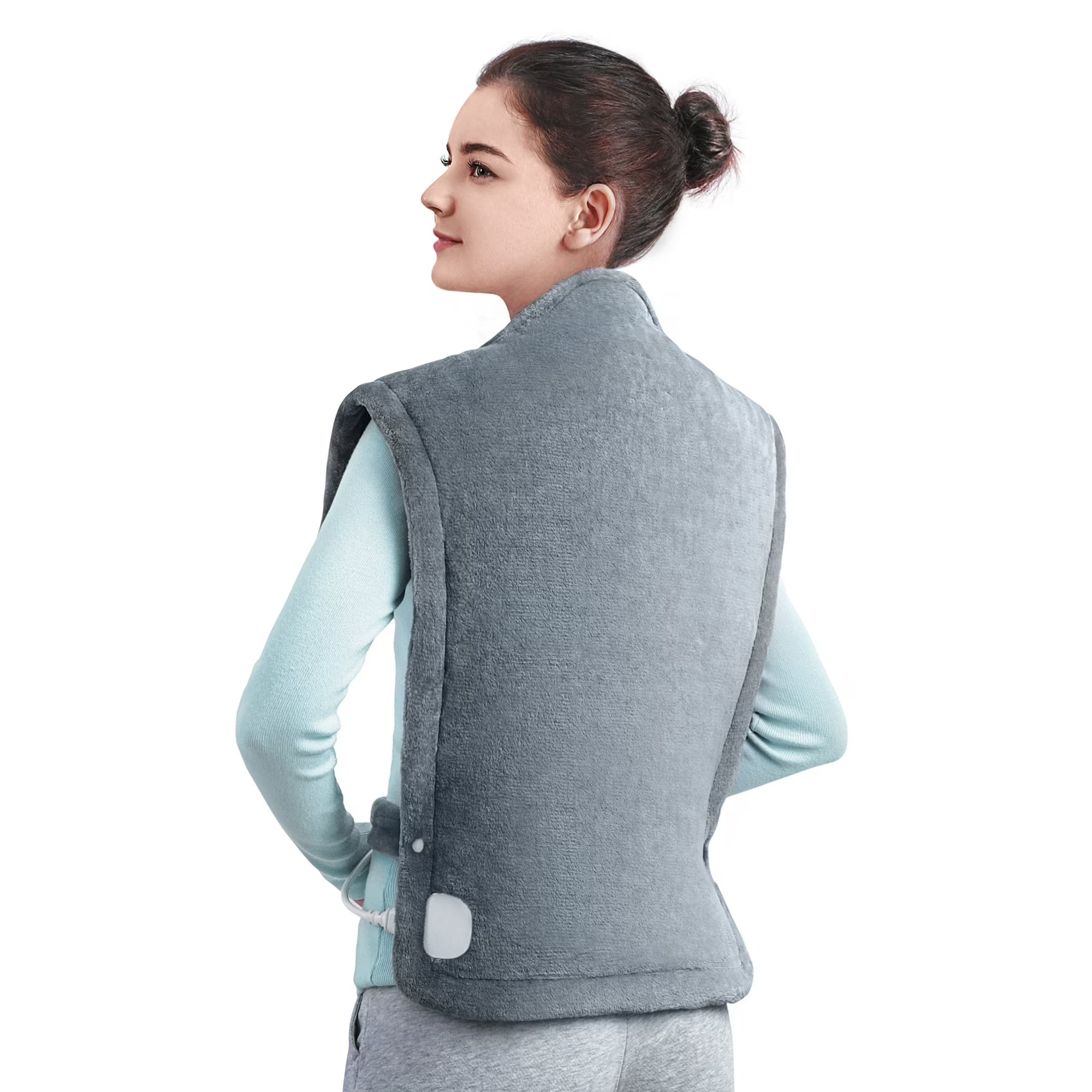 Heating Pad for Neck and Shoulders, 35” x 27” Extra Large Back Pain Relief Electric Heating Wrap, Dry & Moist Heat Therapy, 6 Temperature Settings, Machine Washable, 2 Hours Auto Shut-Off