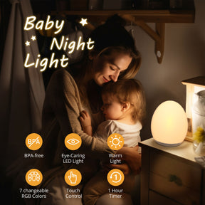 JolyWell Night Light for Kids, Egg Light for Nursery with 7 RGB Colors Changeable & Stepless Dimming