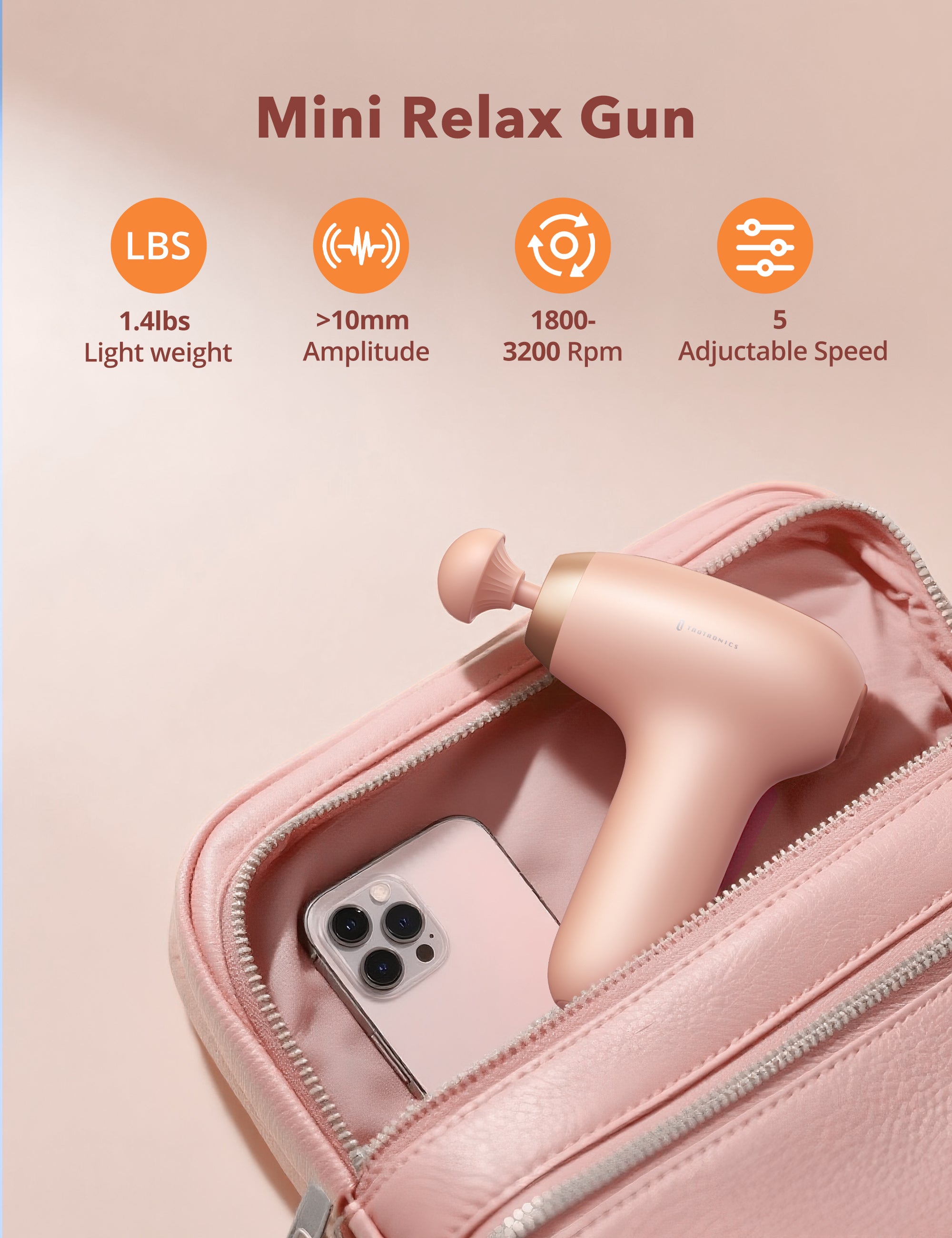 TaoTronics | Massage Gun TT-PCA006, Ergonomic Self-Care Mini Relax Massage Gun