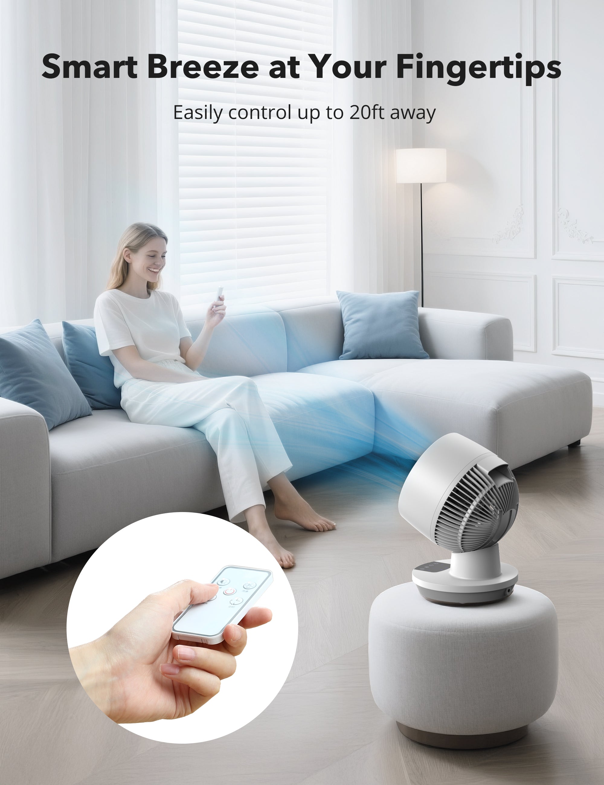 Taotronics Desk Fans, 12-Inch Air Circulator Fan for Bedroom, 60ft Powerful Airflow, Table Fan with Remote Control, 8-Hour Timer, 160° Tilt Adjustment, 3 Speeds Small Portable Fan for Home, Office WM