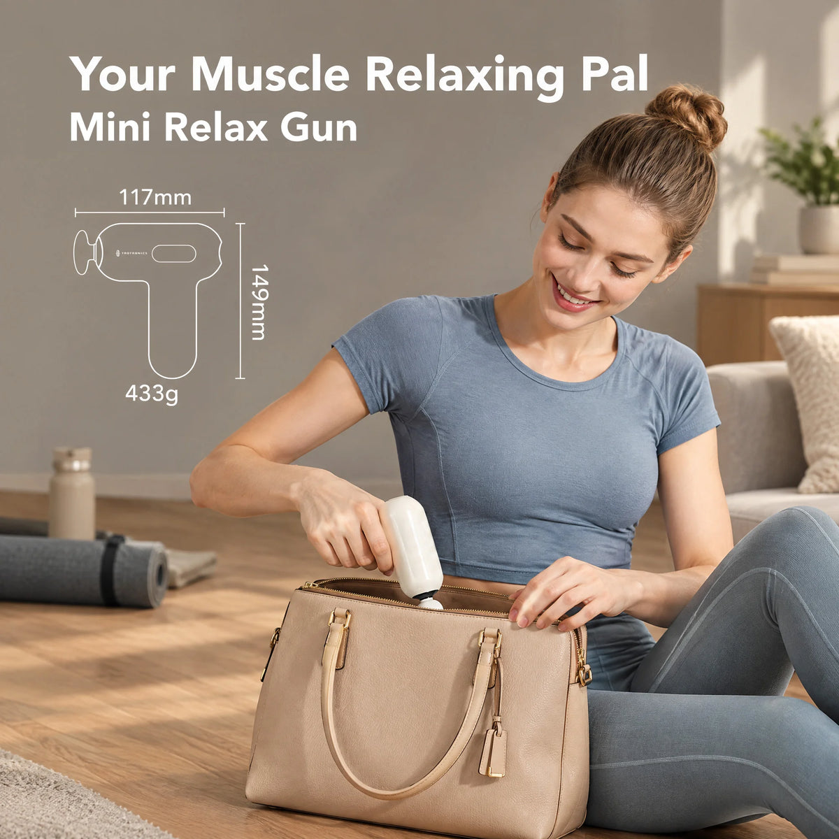 TaoTronics TT-PCA005 Mini Massage Gun, Portable Deep Tissue Massager with 6 Speeds & Quiet Motor