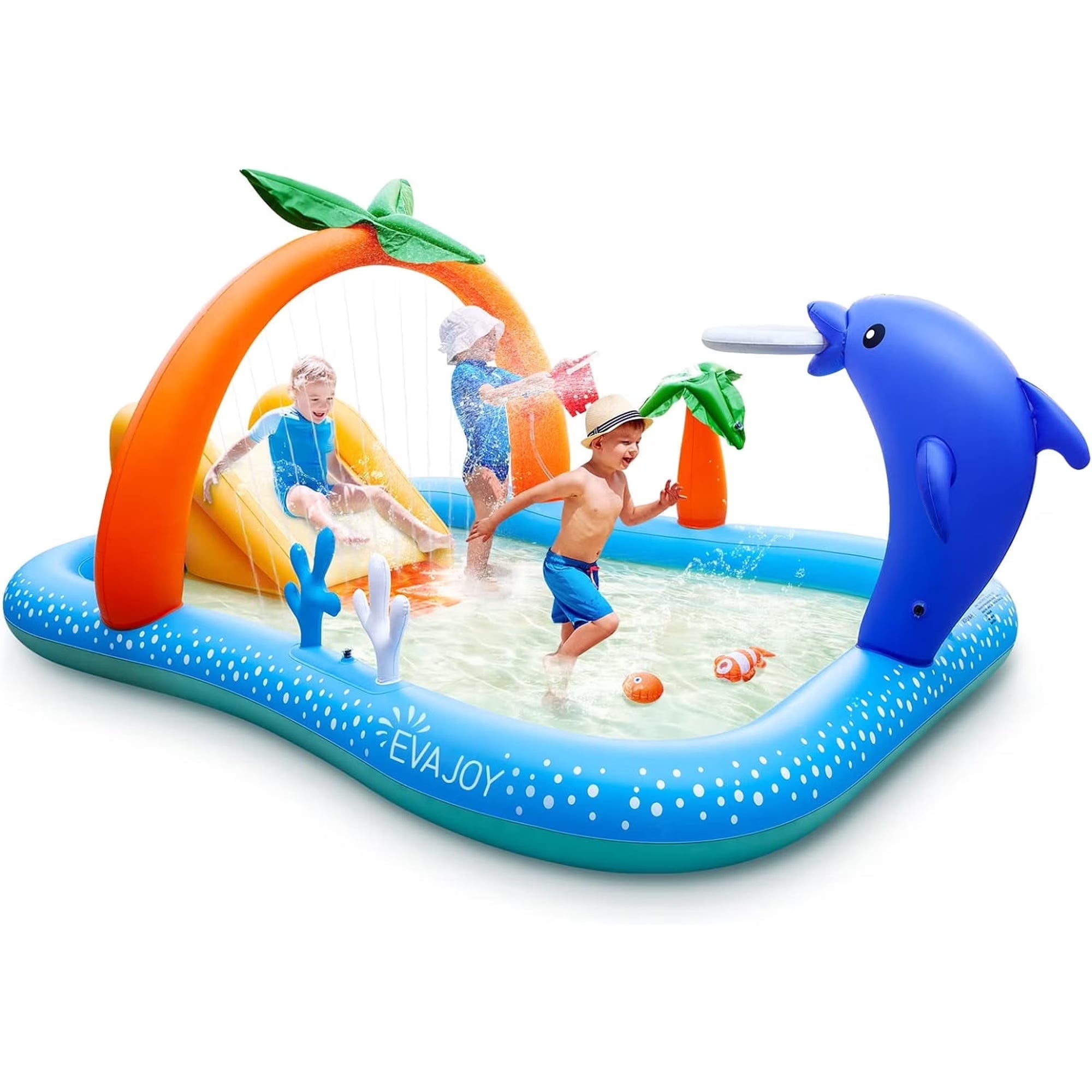 Sable Inflatable Pool, 95 x 75 x 40in Rectangular Swimming Pool for Toddlers, Kids, Family, Above Ground, Backyard, Outdoor wm