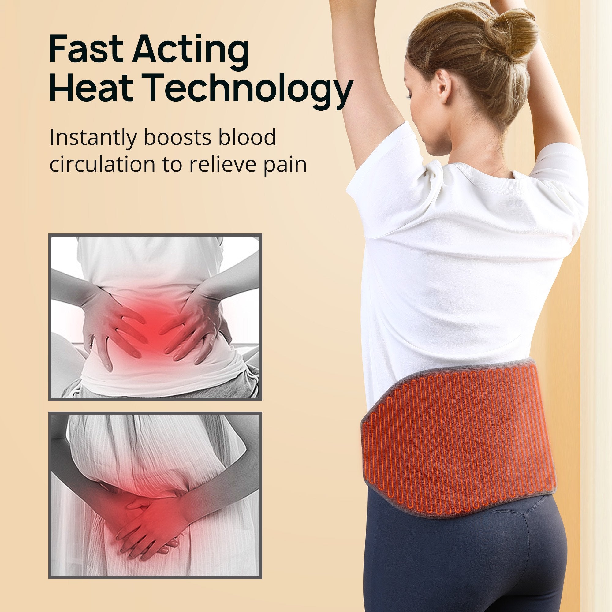 Sable Heating Pad for Back Relief, Sable Electric Heating Pads for Cramps with 4 Heat Settings, 2H Auto Shut-Off, Large Heating Pad Wrap for Cramps, Waist, Lumbar, Abdomen, Washable, Gray WM