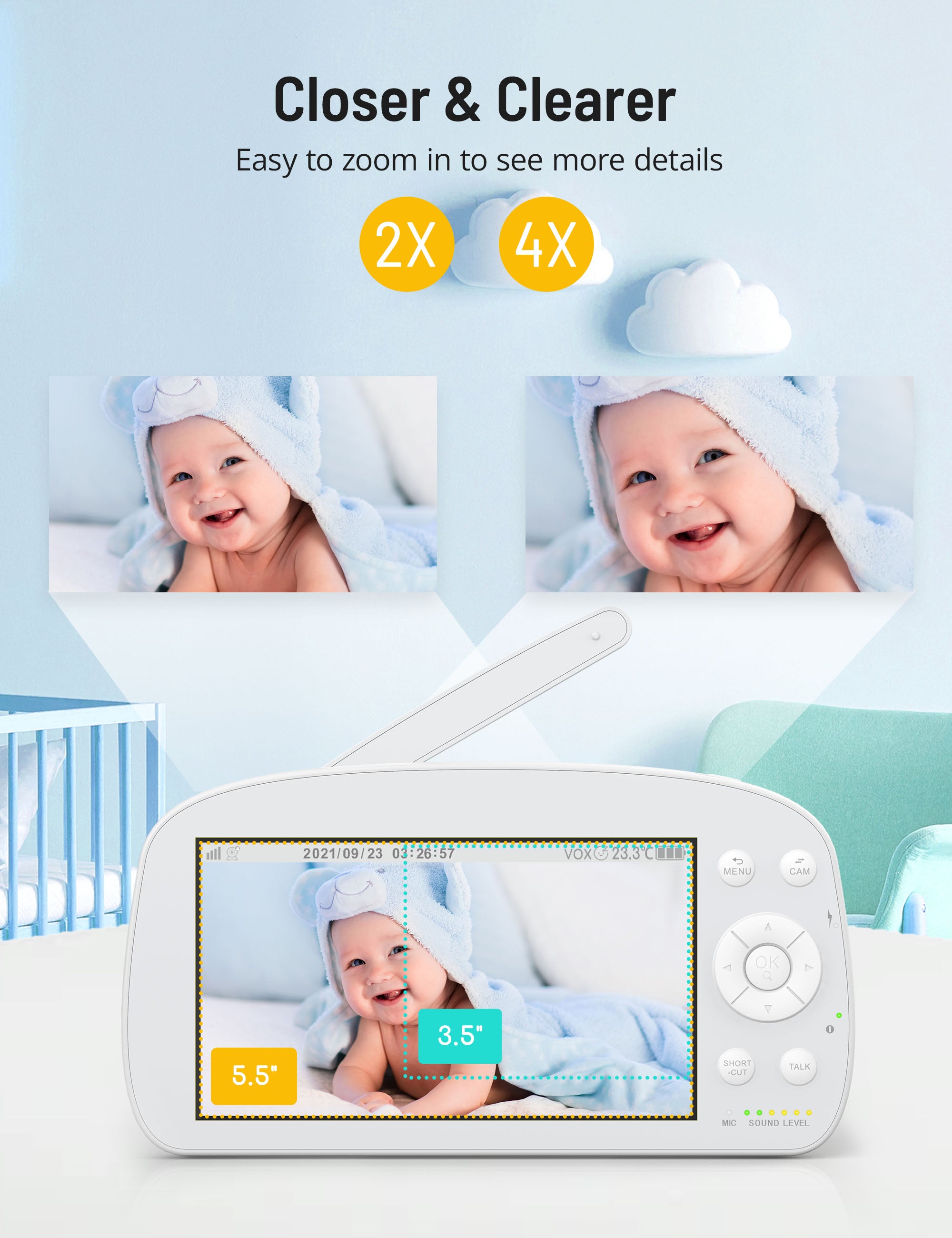1080P Baby Monitor PE-IH004, With Camera and Audio Split Screen