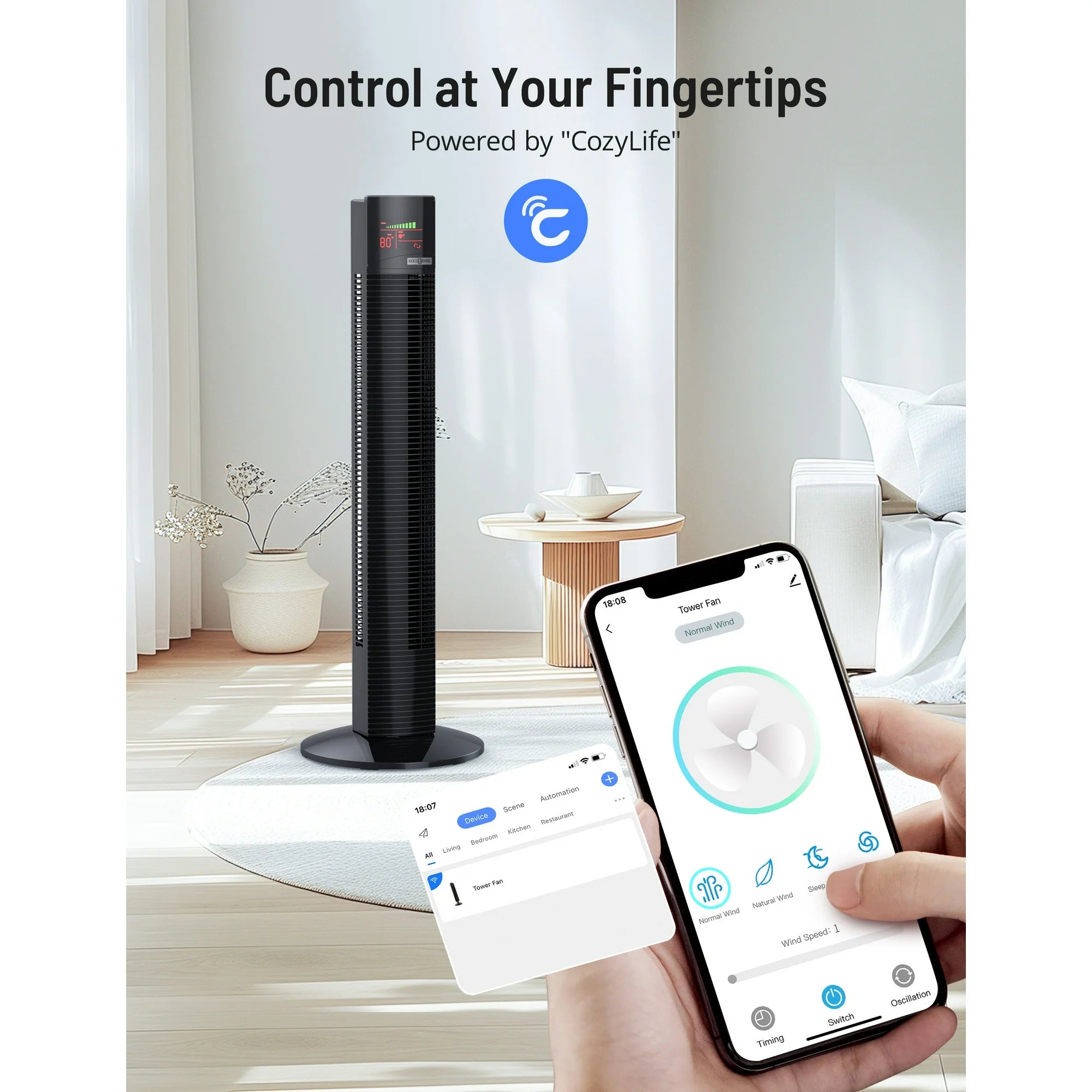 Paris Rhone Tower Fans with APP Control/Remote PE-TF002