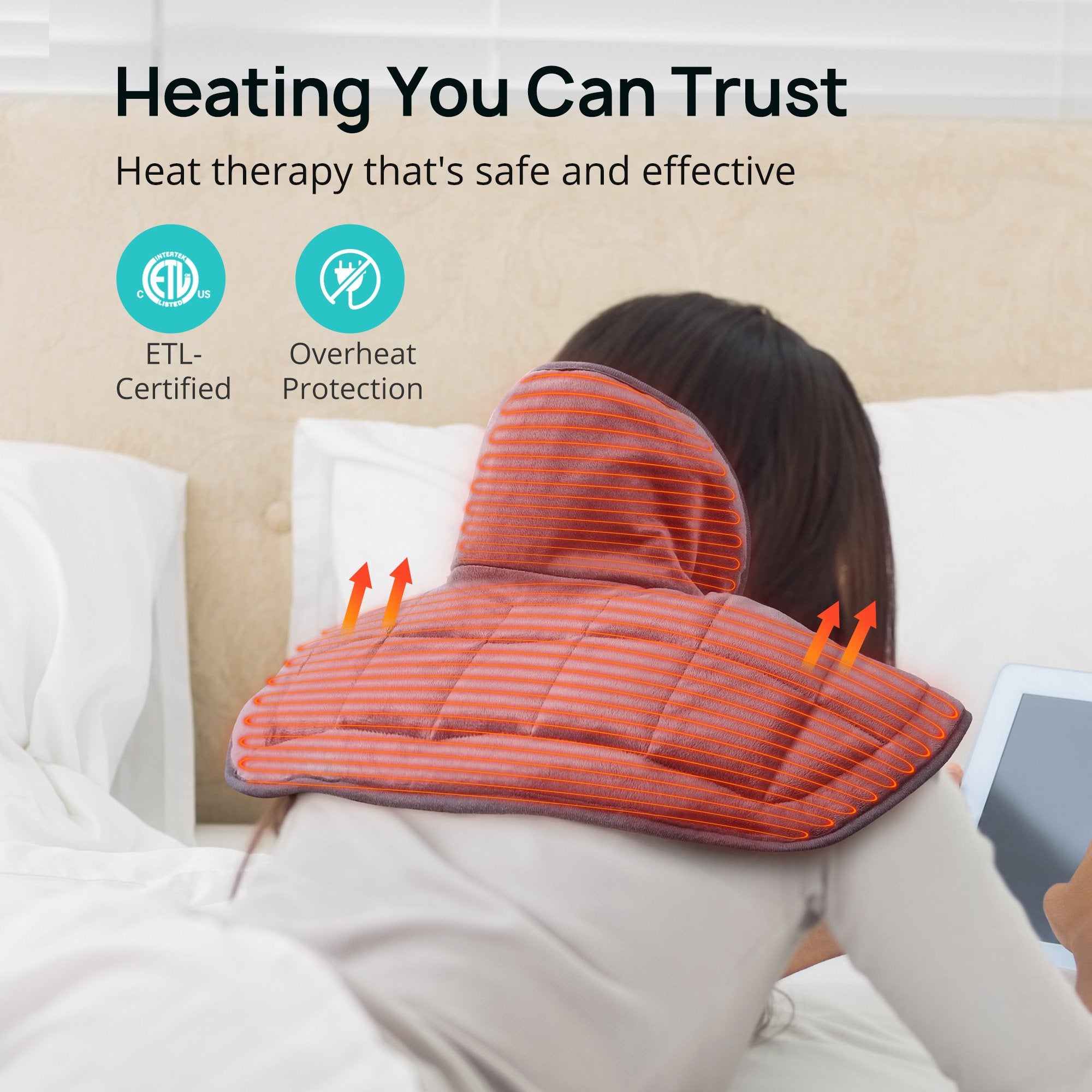 Sable Heating Pad, Weighted Heating Pad for Neck and Shoulders Pain Relief, Electric Heating Pad for Cramps with 4 Heat Settings, 2 Hours Auto-Off, Machine Washable, Gray WM