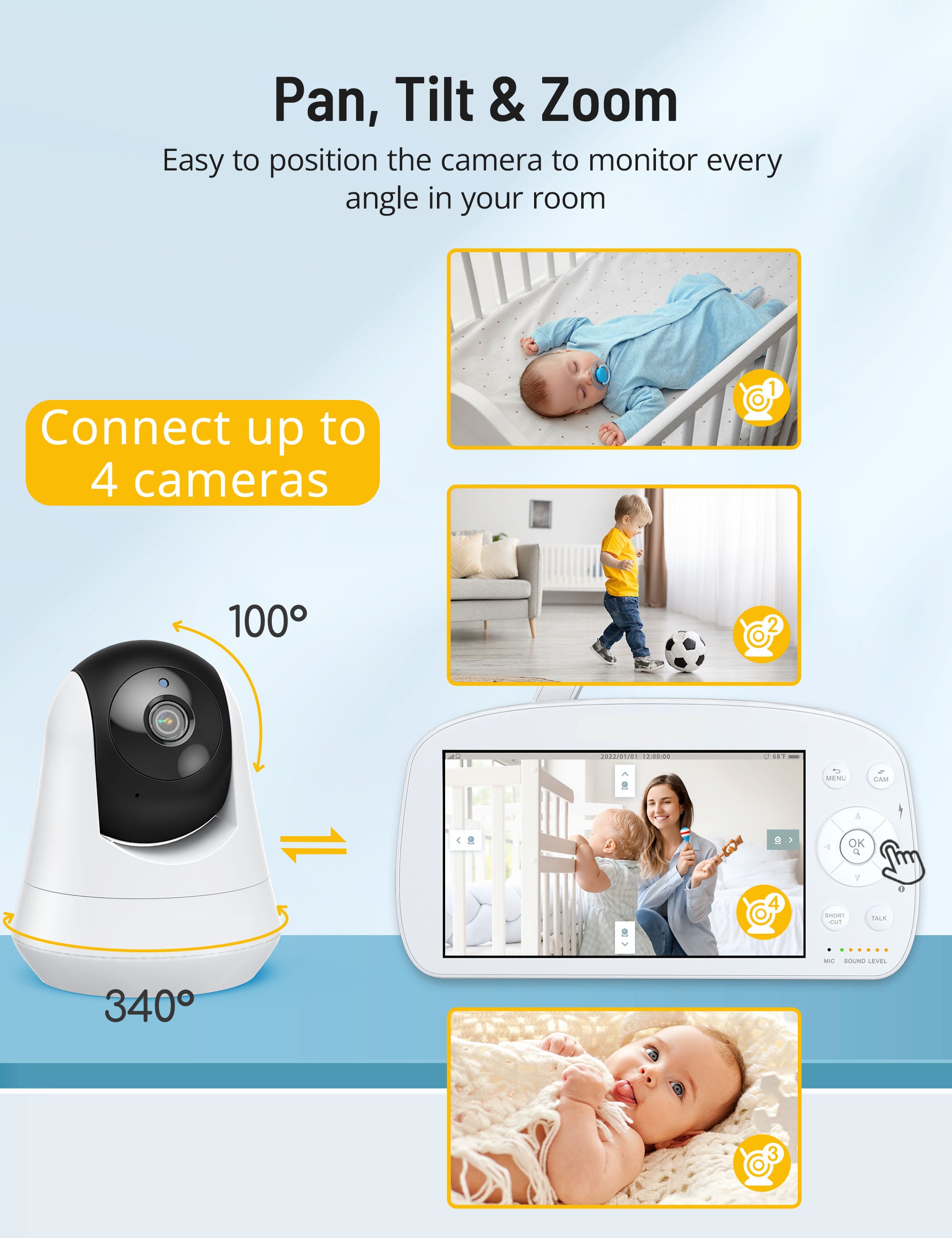 1080P Baby Monitor PE-IH004, With Camera and Audio Split Screen