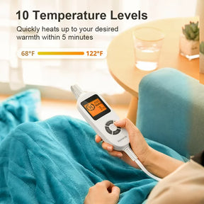 Heated Blanket Throw, Homech Full 72" x 84" Oversized Electric Flannel Blanket with 10 Heating Levels