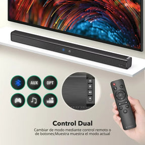 Wireless Bluetooth 5.3 Sound Bar TV Speaker with 3 Equalizer Modes - Opt/AUX/ARC Connection, Remote Control, Wall Mountable - Enhance Your TV and PC Audio Experience