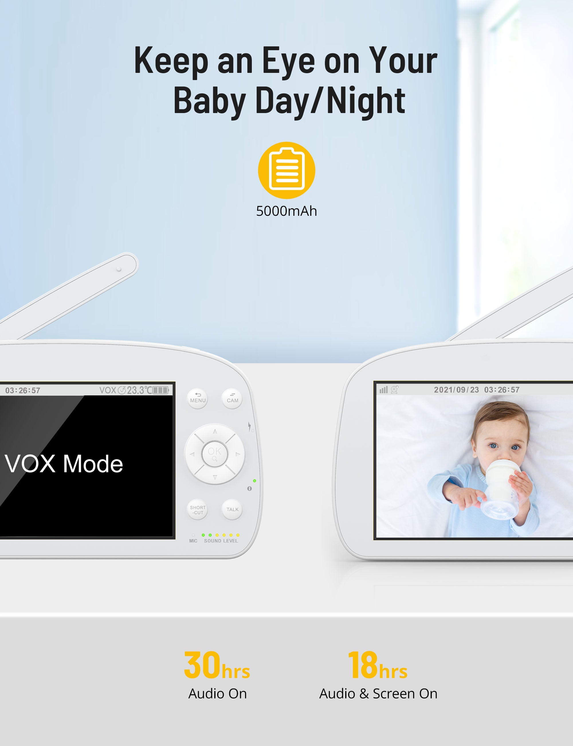 1080P Baby Monitor PE-IH004, With Camera and Audio Split Screen