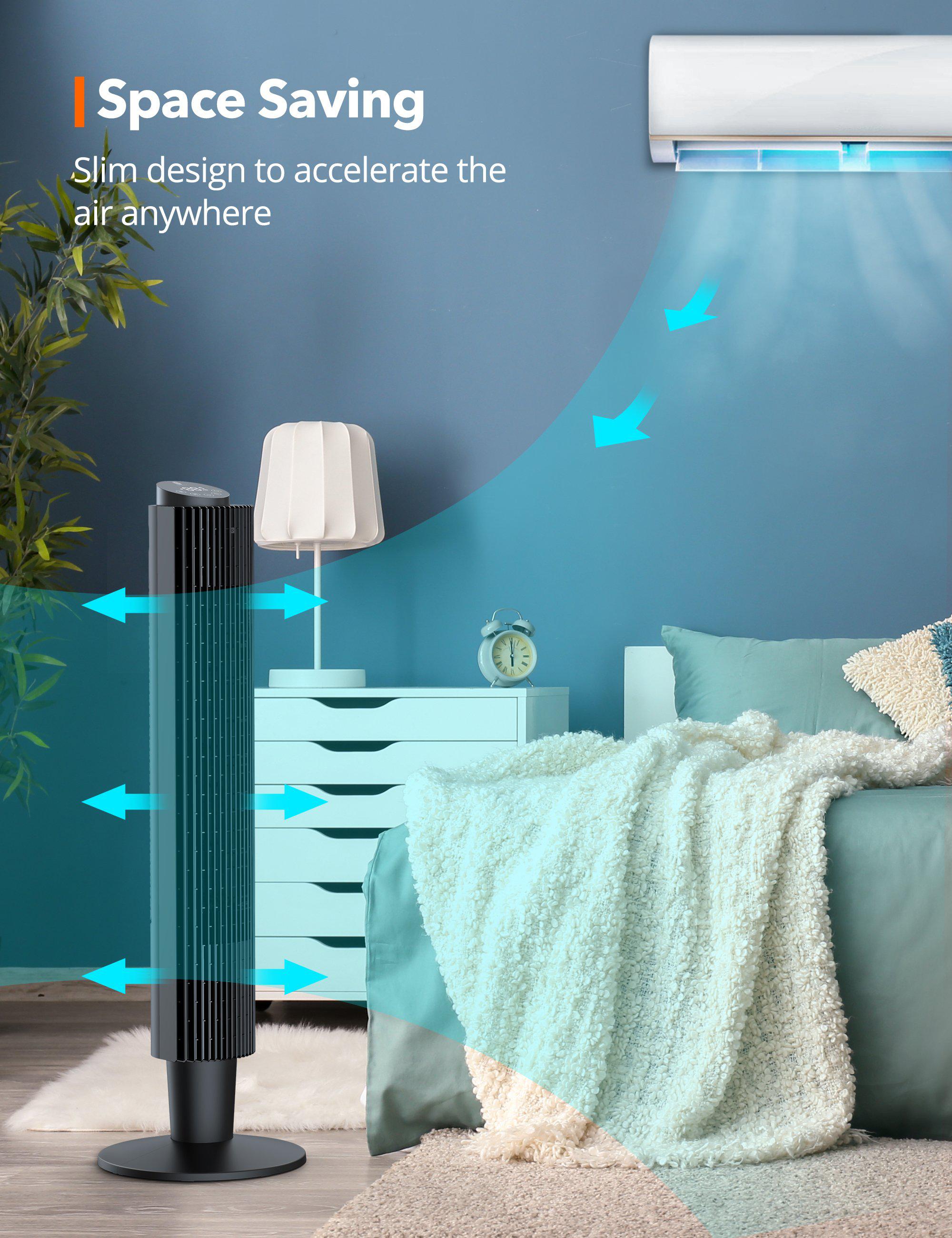 42” or 36” Height Adjustable, 90° Oscillating Tower Fan with 5 Fan Speeds-TaoTronics