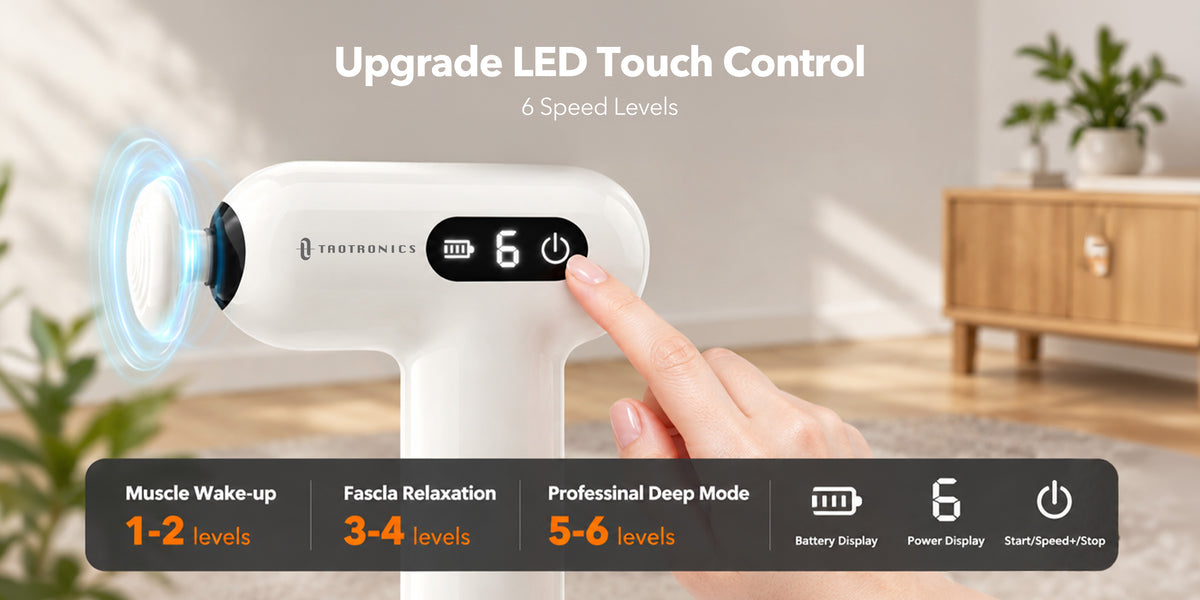 TaoTronics TT-PCA005 massage gun feature overview 1
