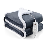 【50" x 60"】Evajoy Fluffy Sherpa Flannel Heated Throw Blanket, Full Size Blanket Throw with 3 Heating Levels