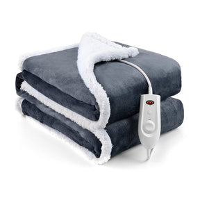 Sable Electric Heated Throw, 50" x 60" Flannel & Sherpa Throw Blanket
