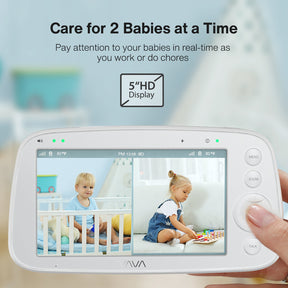 VAVA Baby Monitor Split View, 5" 720P Video Baby Monitor with 2 Cameras