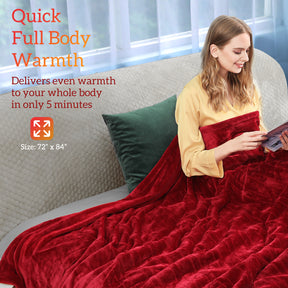 Sable Electric Heated Blanket Throw, Full 72" x 84" Oversized Flannel Blanket