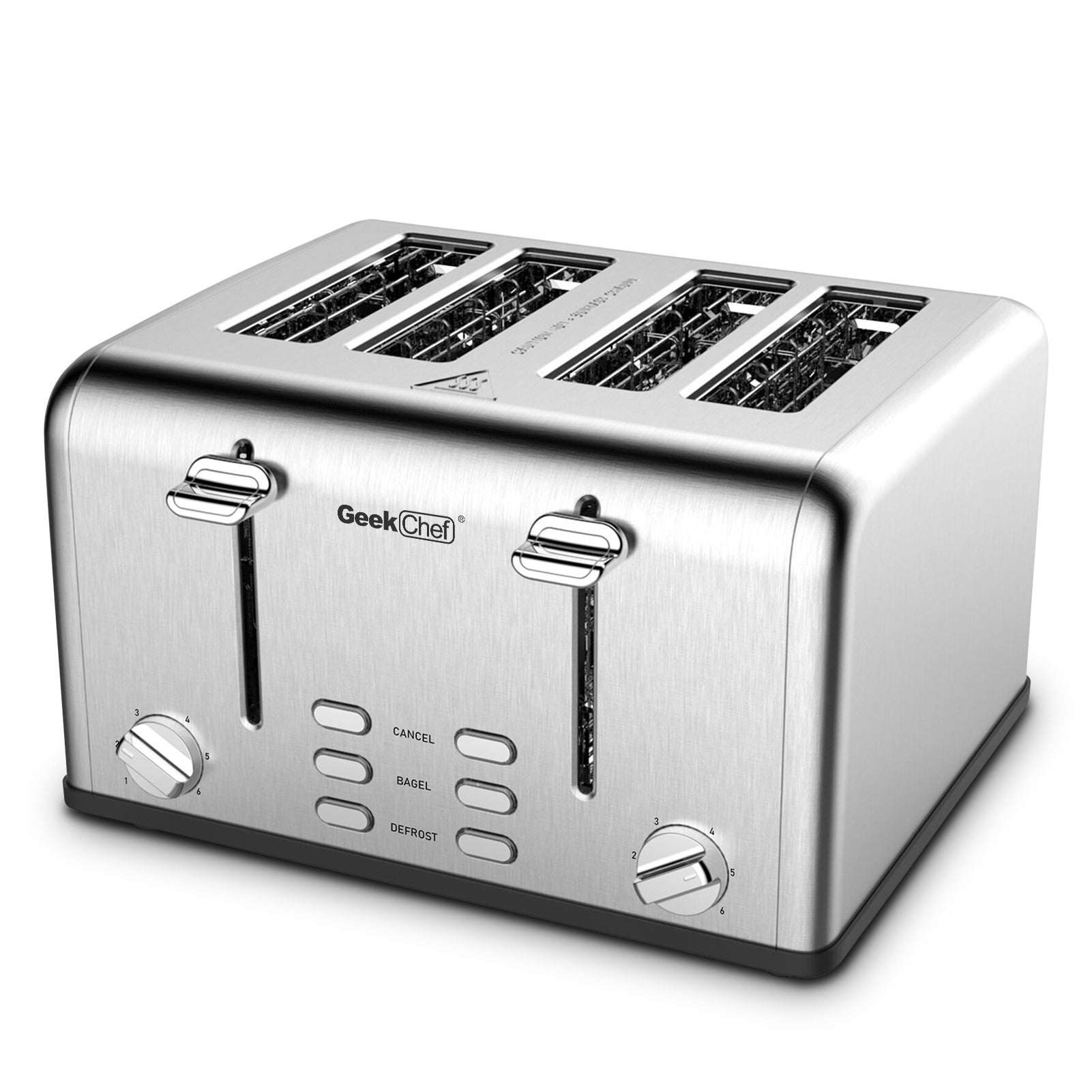 Toaster 4 Slice, Geek Chef Stainless Steel Extra-Wide Slot Toaster with Dual Control Panels of Bagel