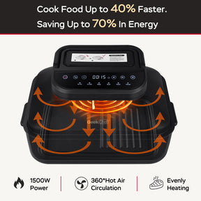 Geek Chef Smokeless Indoor Grill with Air Fry & Non-Stick Plate - 7-in-1, Portable, 6 servings