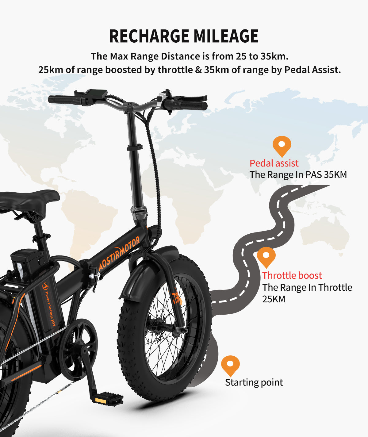Aostirmotor bicicleta eléctrica plegable con motor de 500 W 36 V 13 AH  batería de litio extraíble, 20 4 pulgadas grasa neumático bicicleta  eléctrica