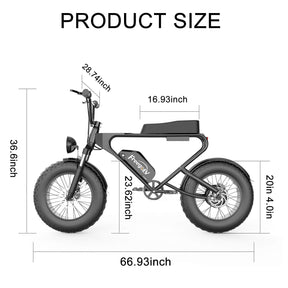 2023 Off Road Mountain Electric Bike 20'' Fat tires 1200W Powerful Motor