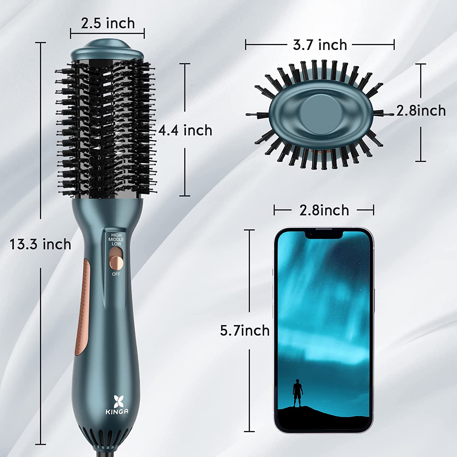 KINGA Hair Dryer Brush In One Blow Dryer Brush Professional Quality Hot Air Brush