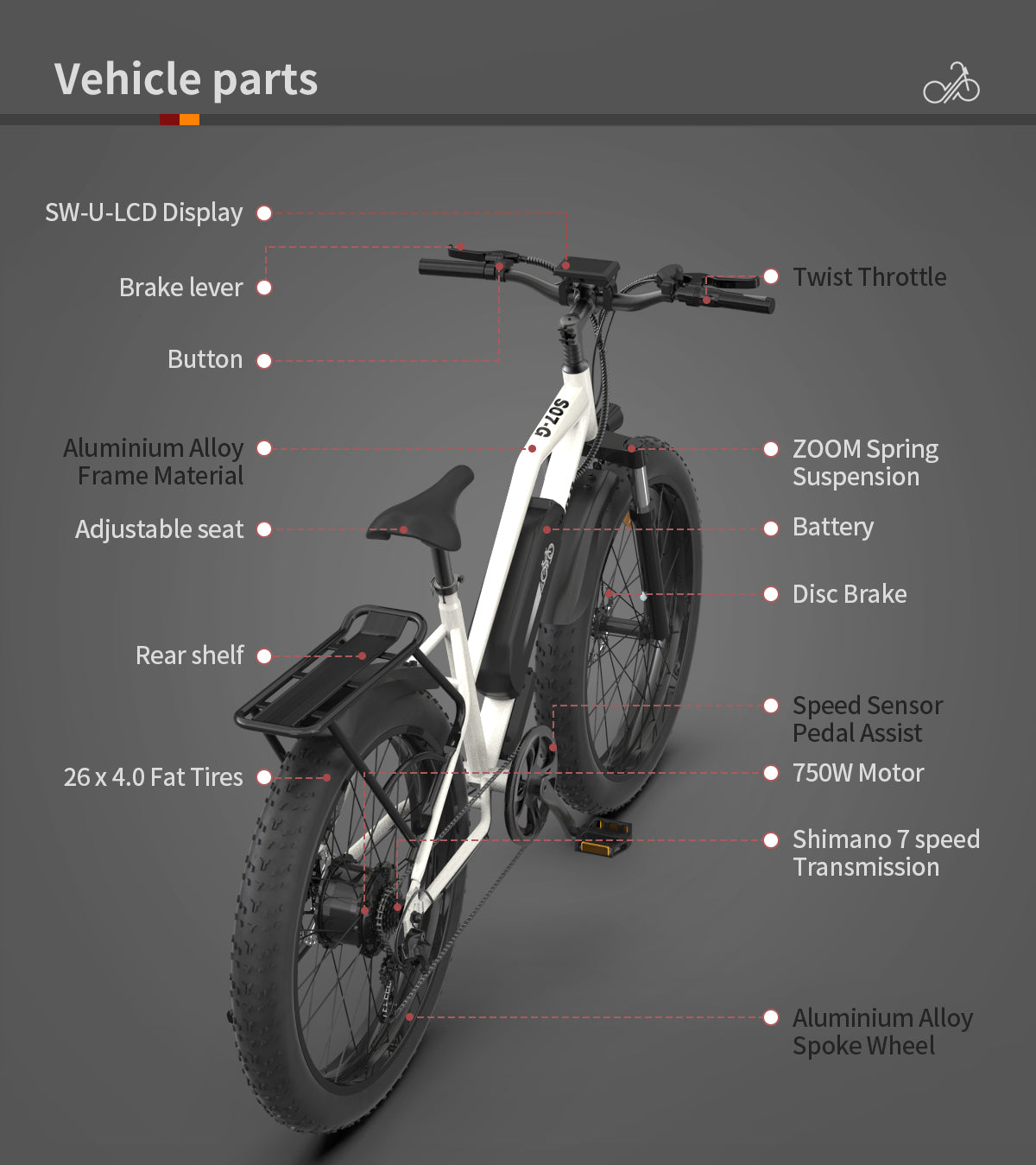 AOSTIRMOTOR Hot Fat Tire Adults Electric Bicycle 26 In, 48V 13AH Electric Mountain Bike