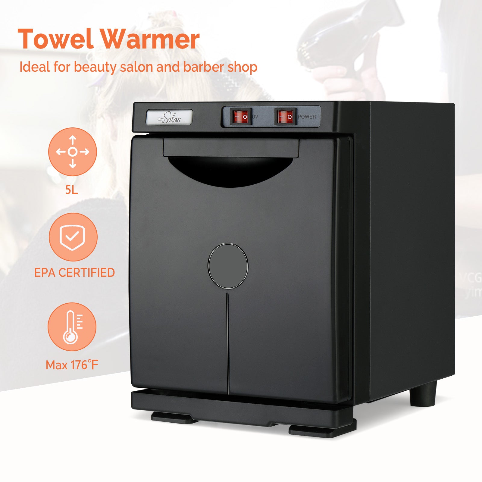 Hot Towel Warmer for Facials Massage, Esthetician Towel Heating Cabinet Black, Aluminum Chamber