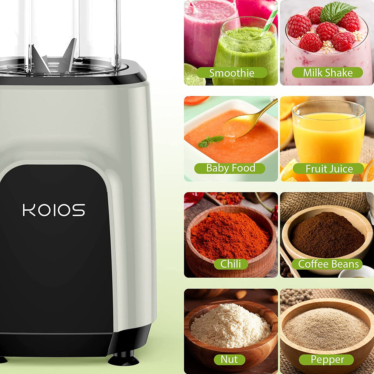 KOIOS 850W Countertop Blenders for Shakes and Smoothies, Protein Drinks, Nuts, Spices