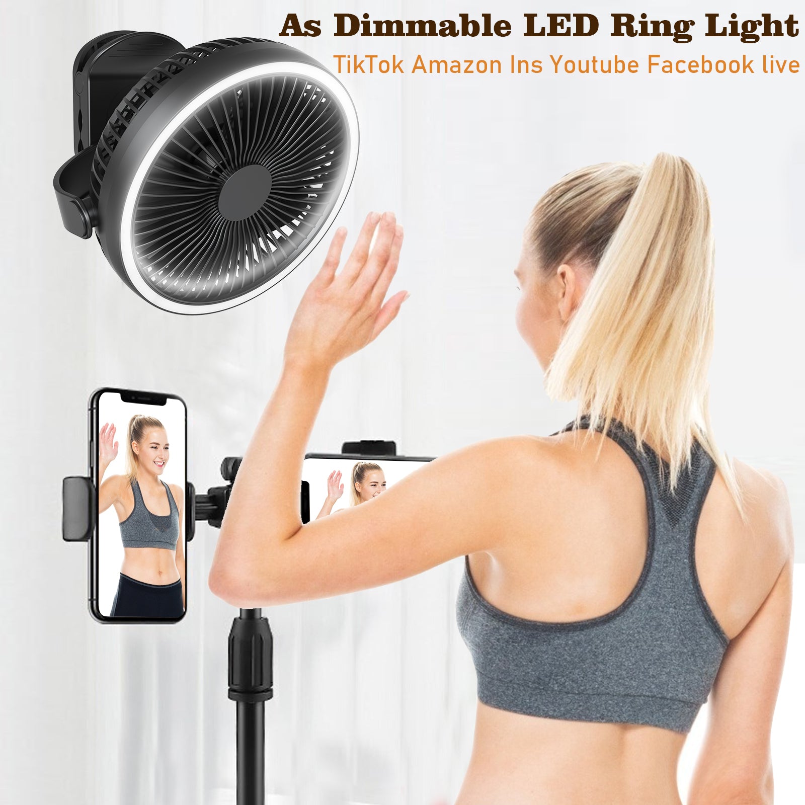 Battery Operated Clip on fan with Camping Lantern, 4 Speeds & Timer, 10000mAh Battery Operated Clip Fan for Bed, Outdoor