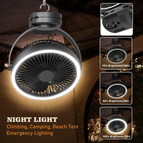 Battery Operated Clip on fan with Camping Lantern, 4 Speeds & Timer, 10000mAh Battery Operated Clip Fan for Bed, Outdoor