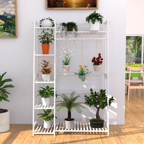 Amboo Garment Rack with Shelves, Clothing Rack for Hanging Clothes, Freestanding Closet Organizer