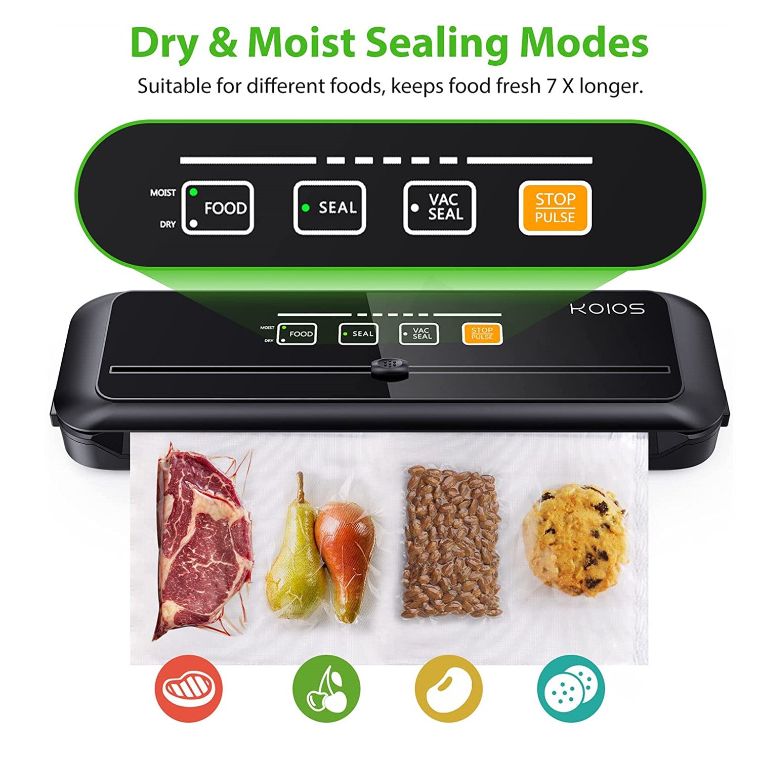 KOIOS Vacuum Sealer Machine, 86Kpa Automatic Vacuum Air food sealer/Bu