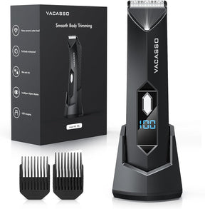 VACASSO Electric Body Hair Trimmer for Men Groin Hair Trimmer Ball Shaver w/Light&LED Display, USB Recharge Dock