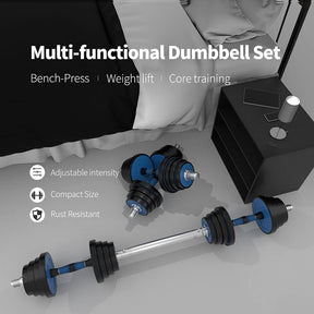 Adjustable Weights Dumbbells Set of 2, 2 in 1 Exercise & Fitness Dumbbells Barbell Set