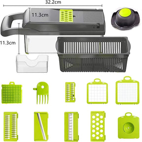 RAINBEAN Vegetable Chopper, 14 in 1 Mandoline Slicer Multi-Function Kitchen, 7 Replaceable Stainless Steel Vegetable Cutter with Egg Separator Hand Guard Julienne Grater for Onion Potato Fruit